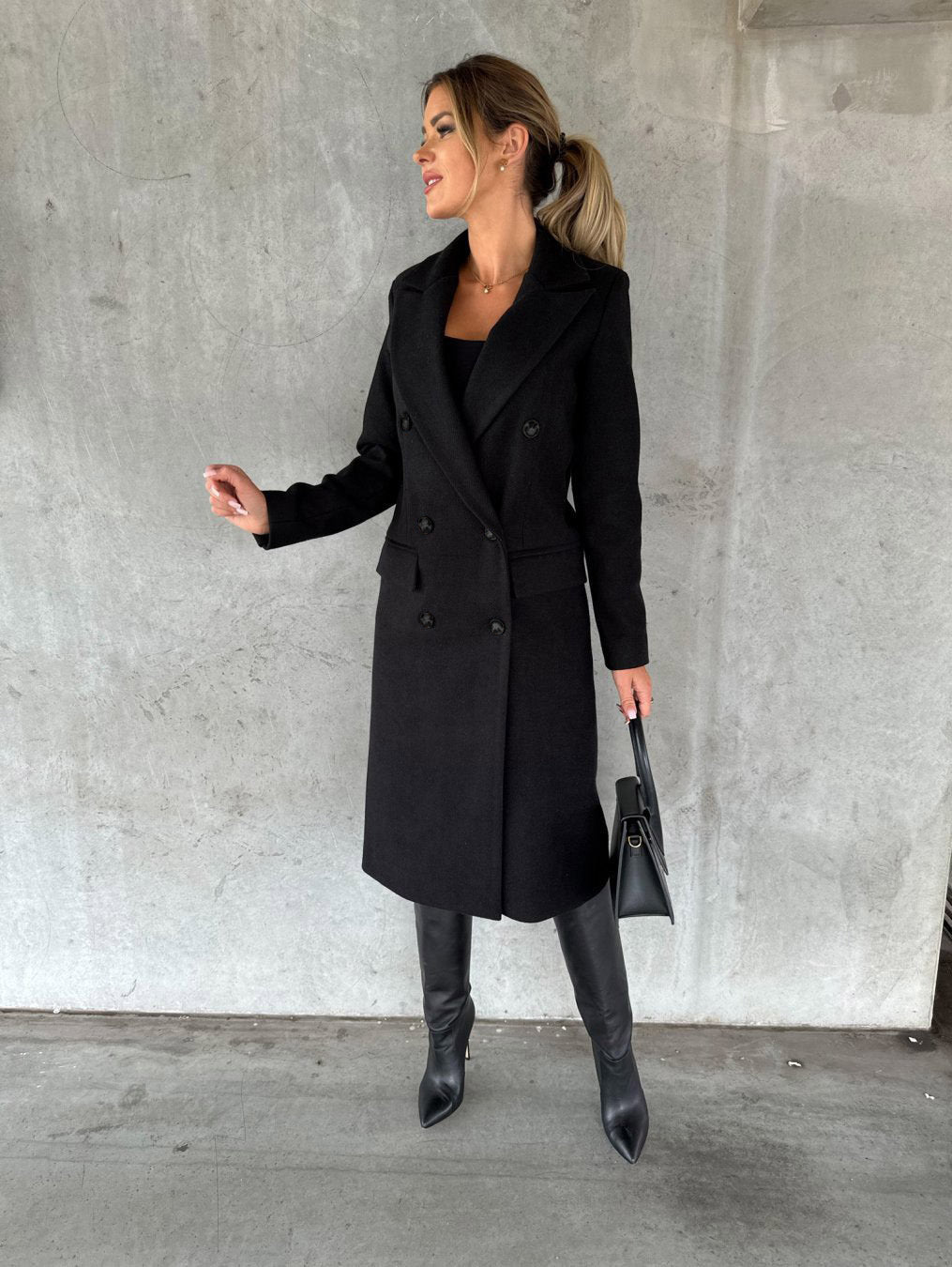 Stylish and Comfortable Ladies' Coat - Vivienne-Black-S-The Livary