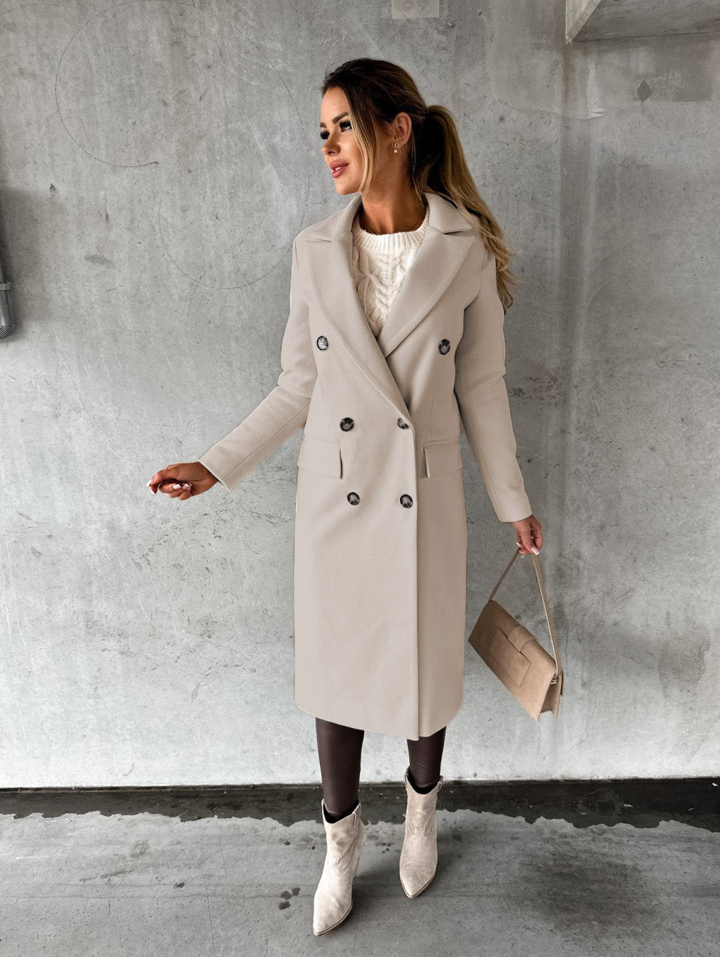 Stylish and Comfortable Ladies' Coat - Vivienne-Beige-S-The Livary