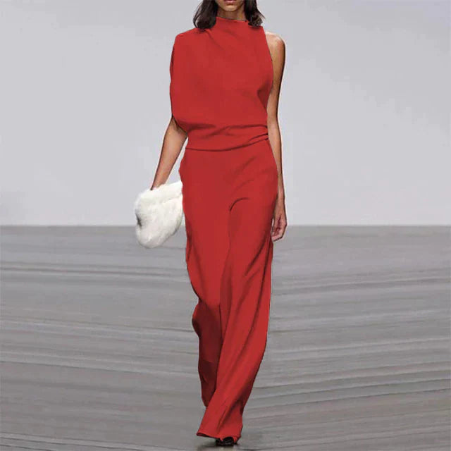 Stylish Jumpsuit - Aria-Red-S-The Livary