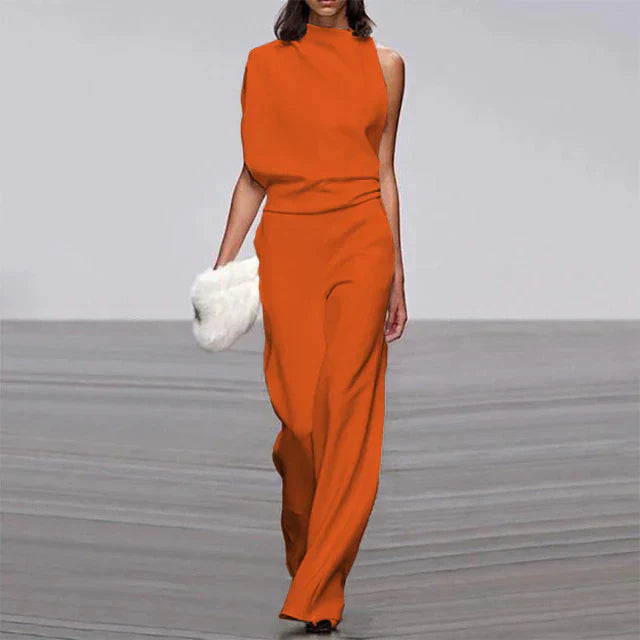 Trendy Summer Jumpsuit - Claire-Orange-S-The Livary