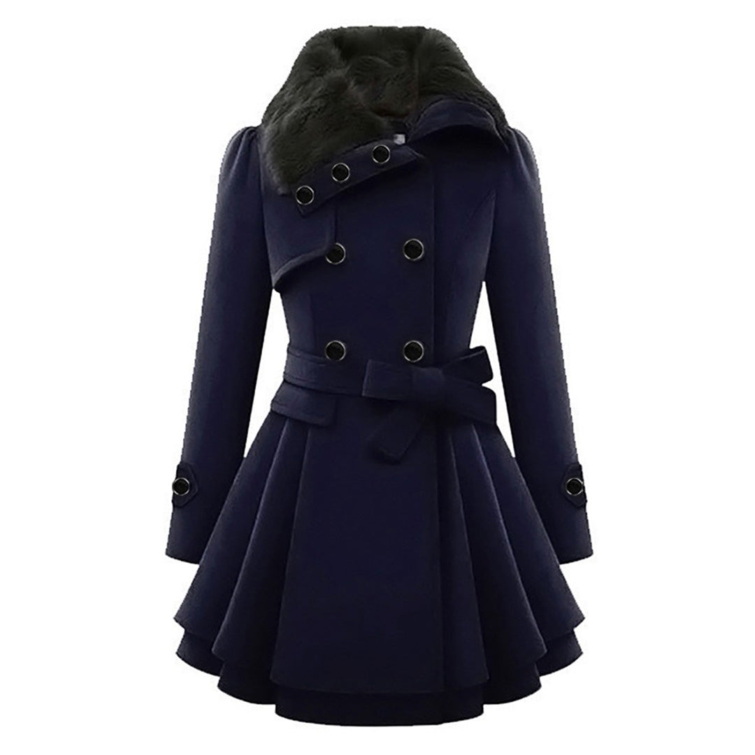 Warm and Long Ladies' Winter Coat - Vivienne-Blue-S-The Livary