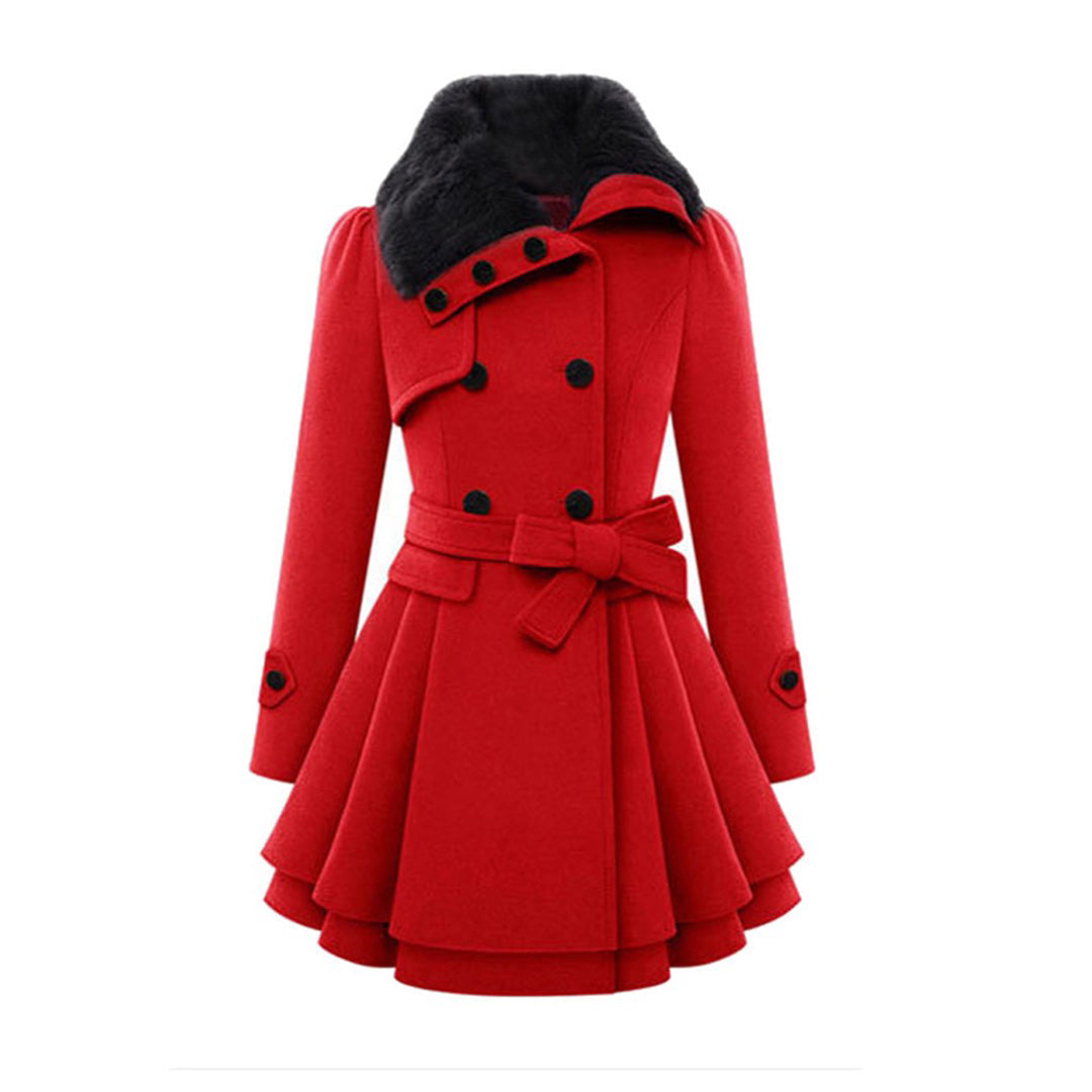 Warm and Long Ladies' Winter Coat - Vivienne-Red-S-The Livary