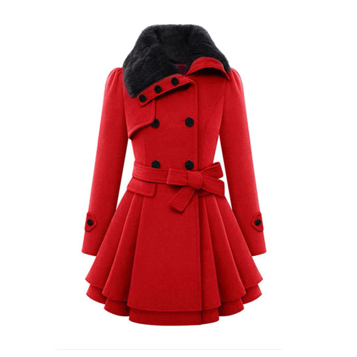 Warm and Long Ladies' Winter Coat - Vivienne-Red-S-The Livary