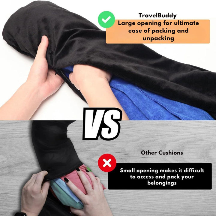 Comfortable Travel Pillow and Extra Luggage Space in One - TravelMate™-Black-The Livary
