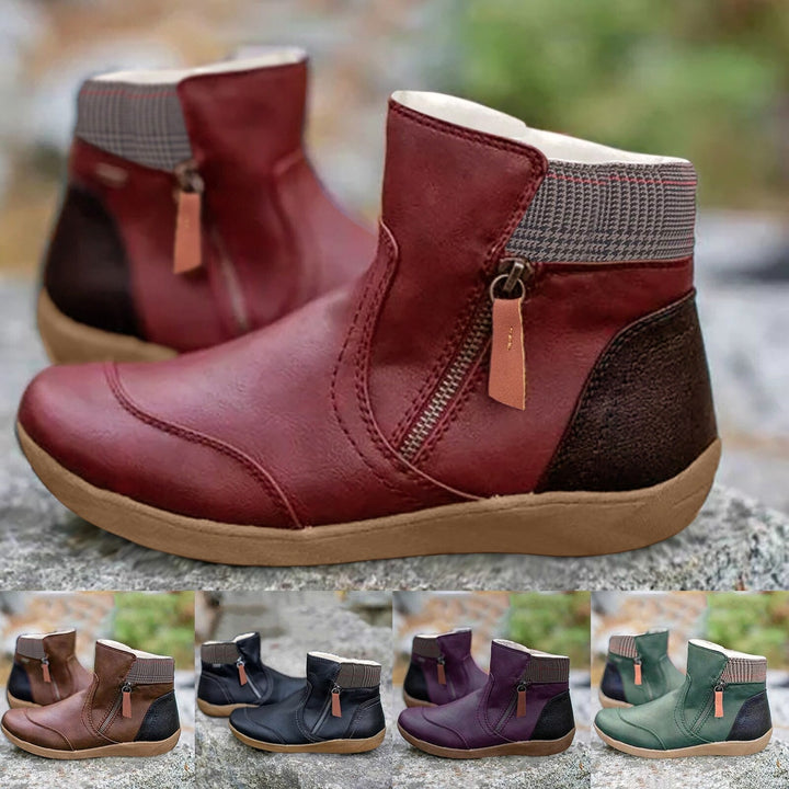 Plain Coloured Ankle Boots - WarmStep-Bordeaux red-2.5-The Livary