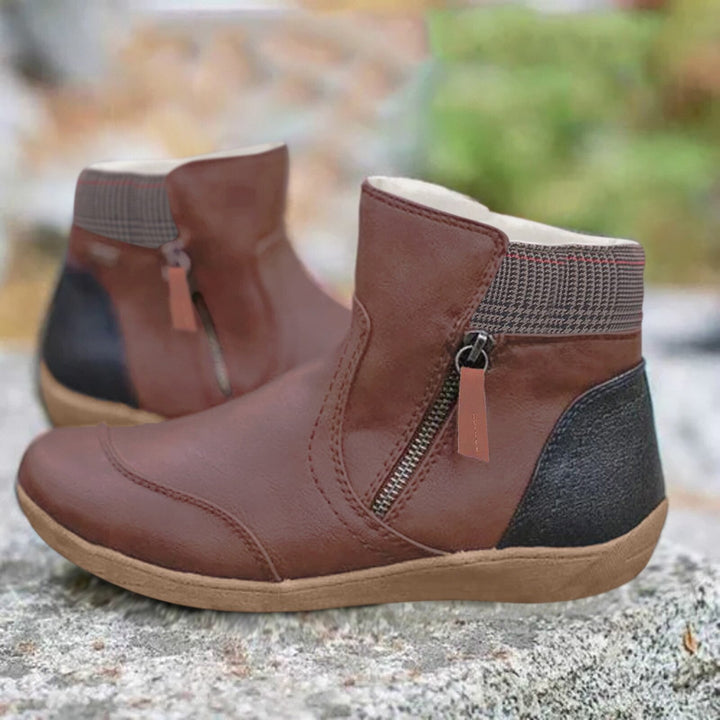 Plain Coloured Ankle Boots - WarmStep-Brown-2.5-The Livary
