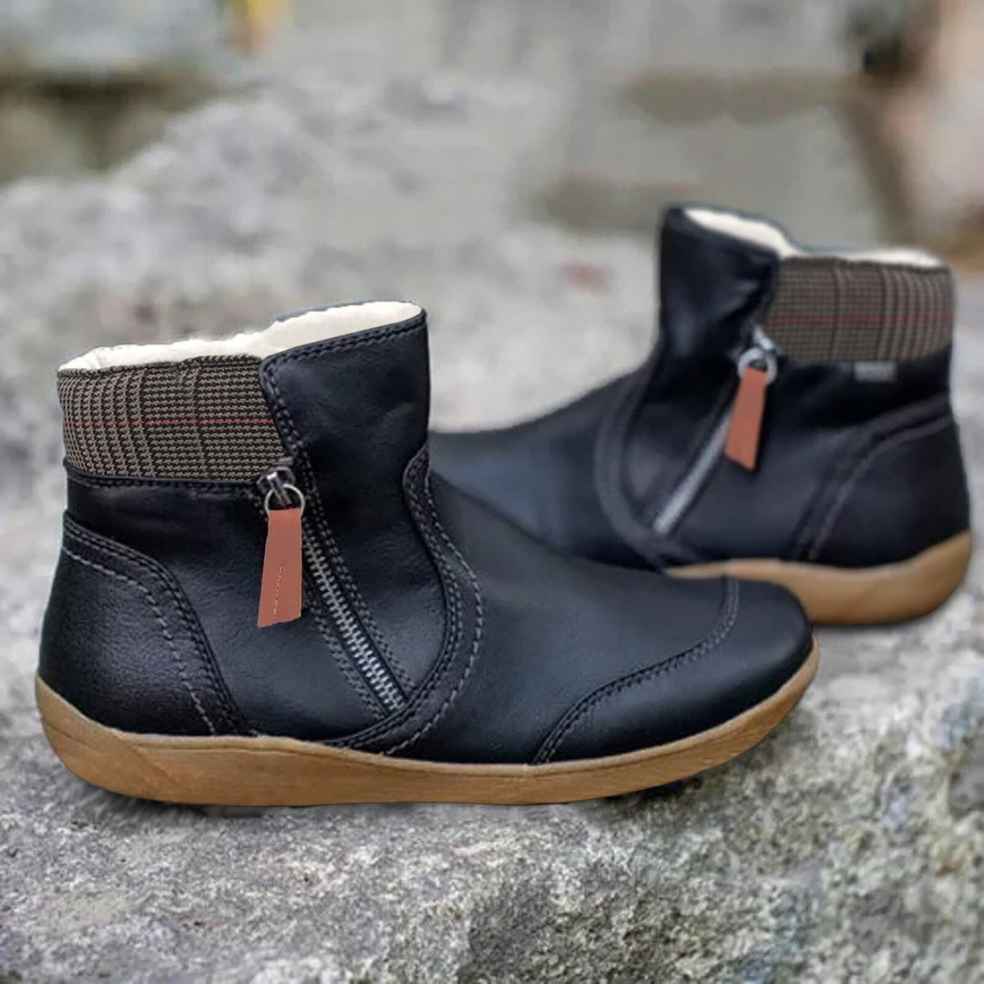 Plain Coloured Ankle Boots - WarmStep-Black-2.5-The Livary