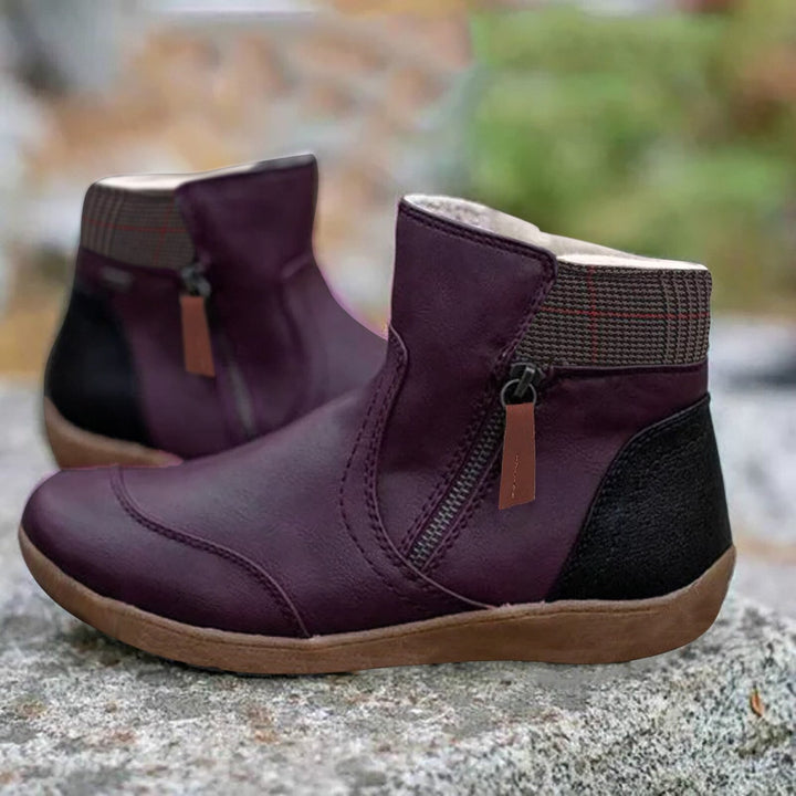 Plain Coloured Ankle Boots - WarmStep-Purple-2.5-The Livary