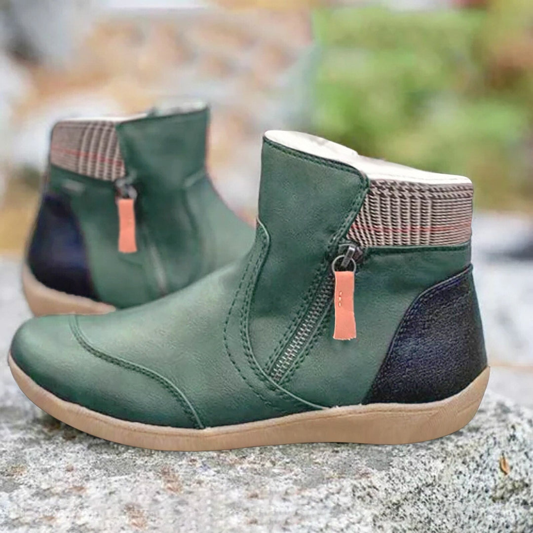Plain Coloured Ankle Boots - WarmStep-Green-2.5-The Livary