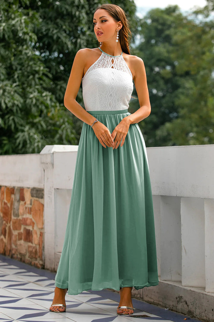 Stylish Dress for Wedding Guests with Open Back - Isabella-Eucalyptus-EU32-The Livary