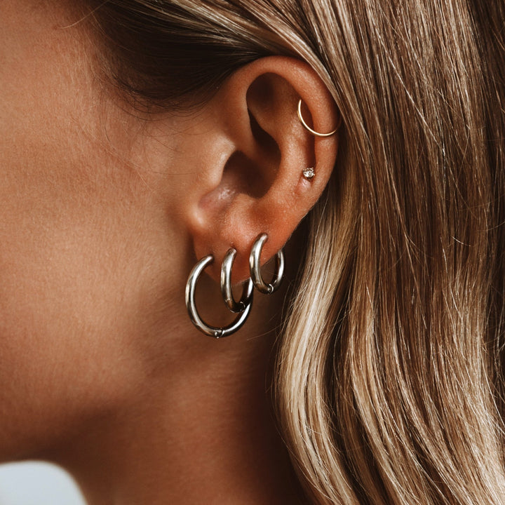 Timeless Hoop Earrings - Celeste-Silver-Small-The Livary