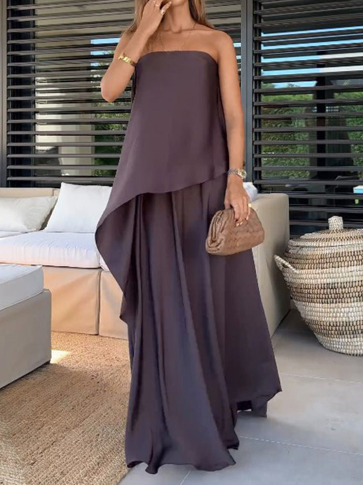 Two-Piece Off-Shoulder Blouse and Maxi Skirt Set for Women – Jolina-XS-The Livary