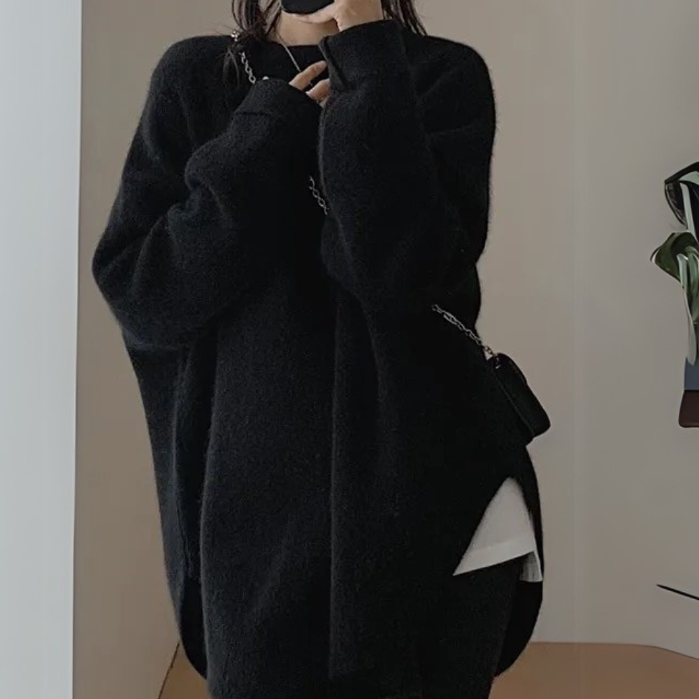 Comfortable Knitted Women's Sweater - Noor-Black-The Livary