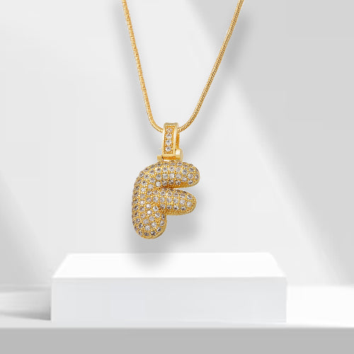 Bubble Letters Necklace with Pendant - LuxeLette-F-The Livary
