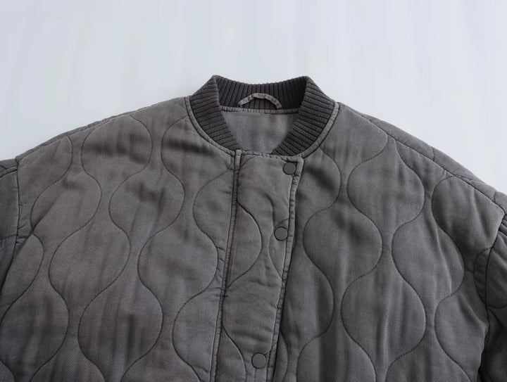 Ladies Oversized Grey Bomber Jacket - Alexa