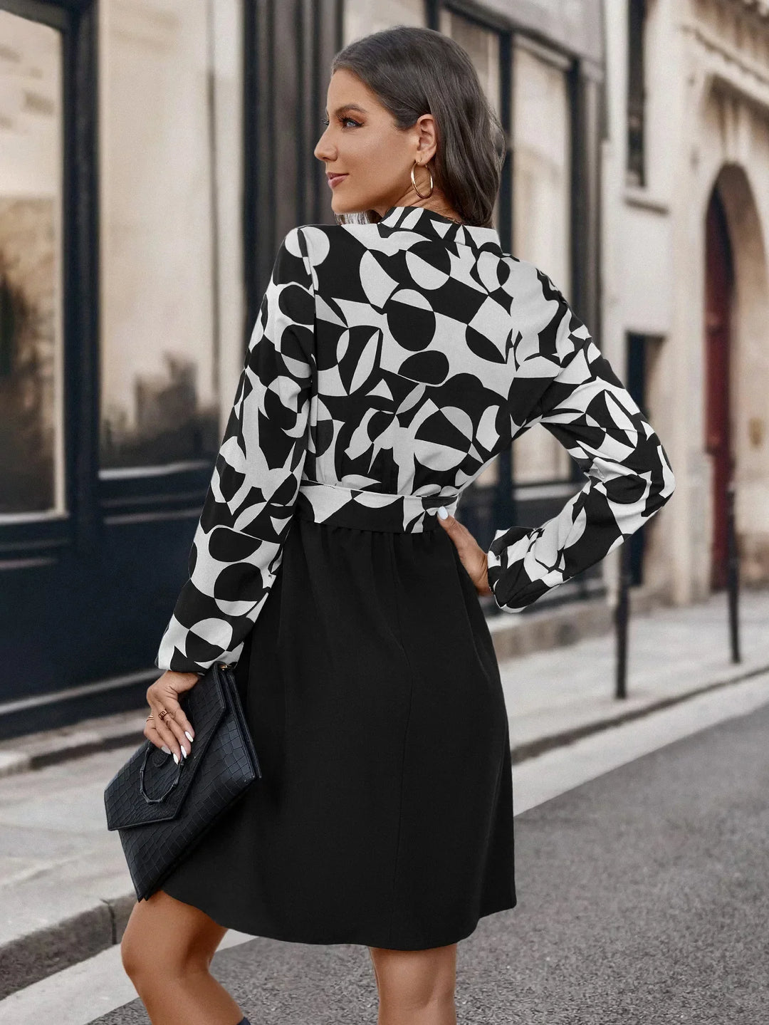 Fashionable Dress with Long Sleeves - Lina-White-S-The Livary