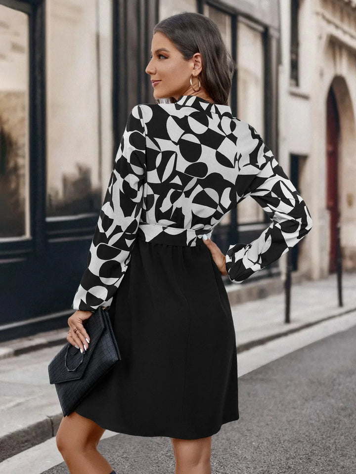 Fashionable Dress with Long Sleeves - Lina-White-S-The Livary