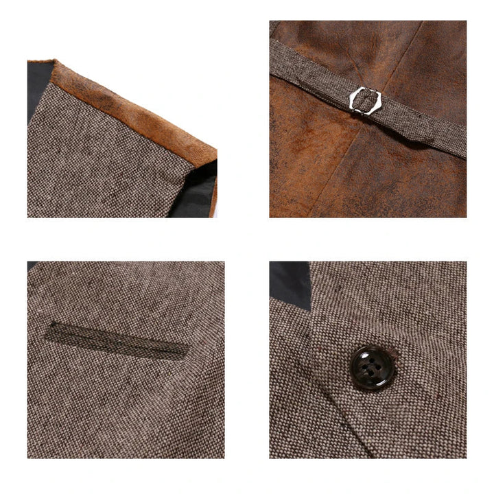 Men's Vintage V-Neck Reversible Sweater - Nathan-Brown-M-The Livary