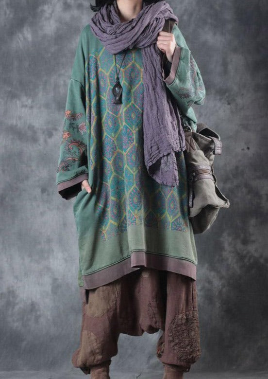 Oversized Midi Dress with O-Neck - Ameline-The Livary
