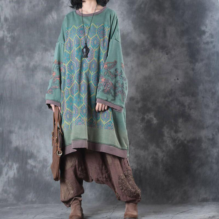 Oversized Midi Dress with O-Neck - Ameline-The Livary