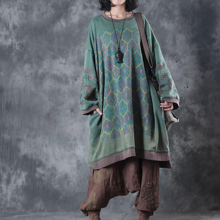 Oversized Midi Dress with O-Neck - Ameline-The Livary