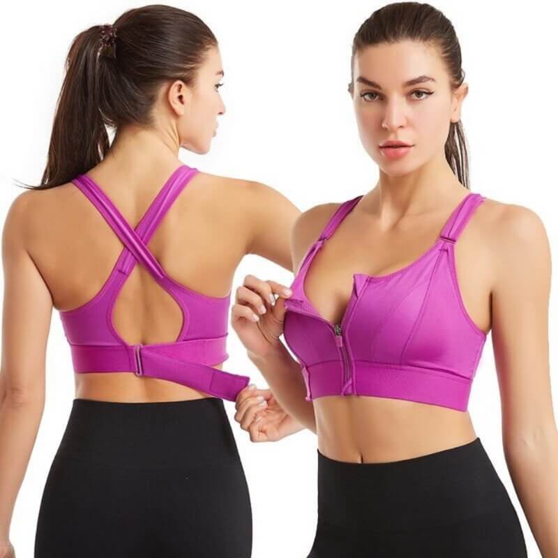 Sports bra with zipper & strong support – Mira (Buy 1, Get 1 Free)-Pink-S-The Livary