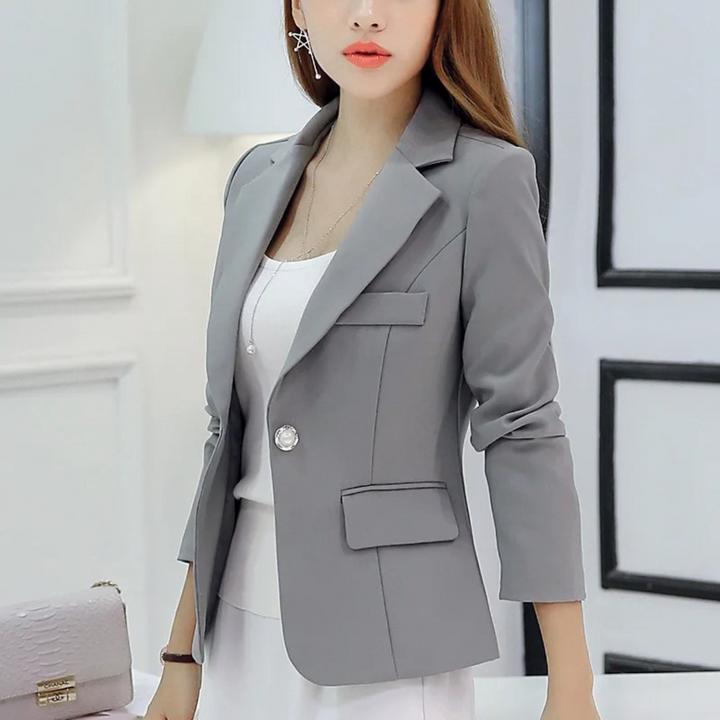 Nice Slim Ladies Blazer with Pockets - Sophia-Grey-S-The Livary