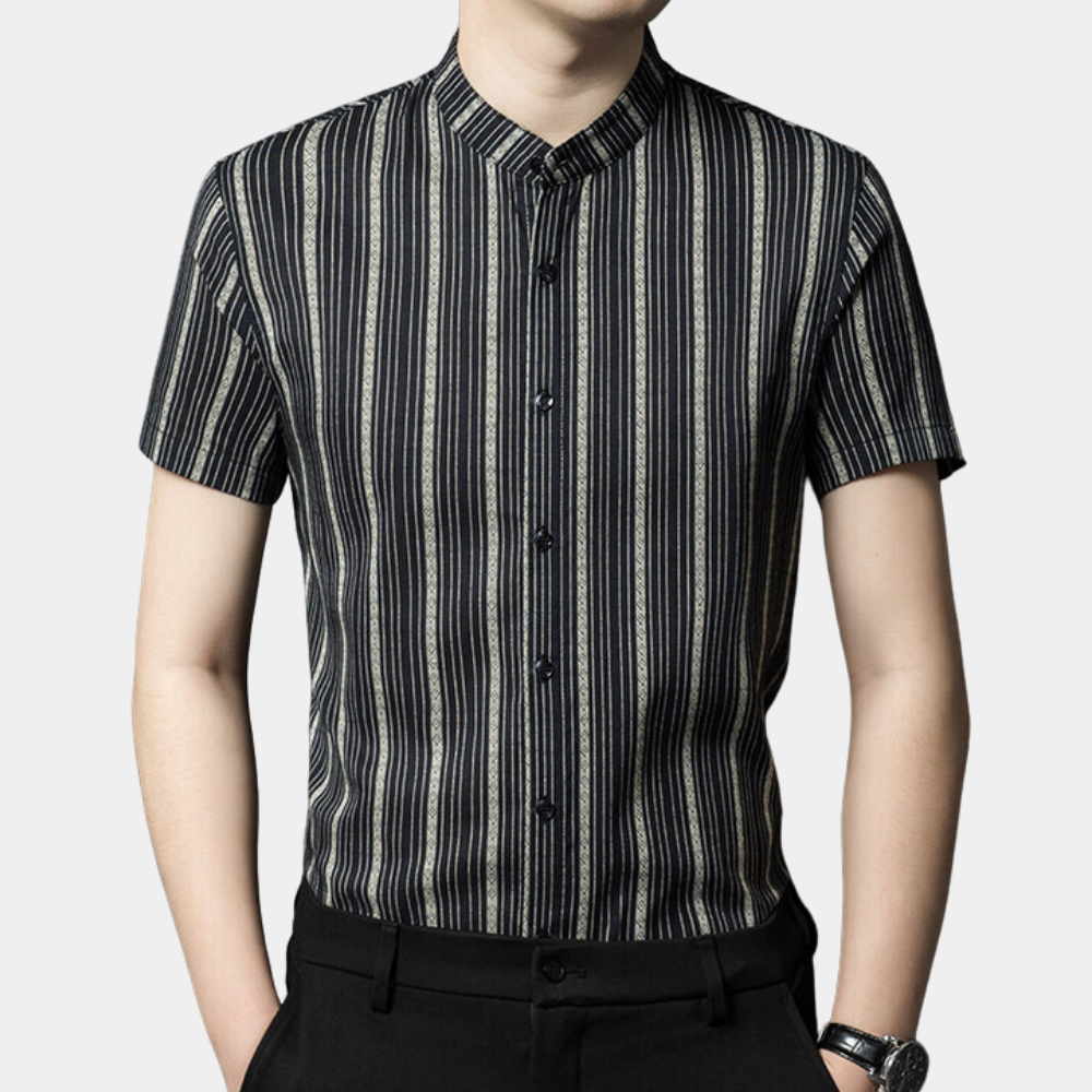 Stylish Striped Summer Men's Shirt - Lars-Black-S-The Livary
