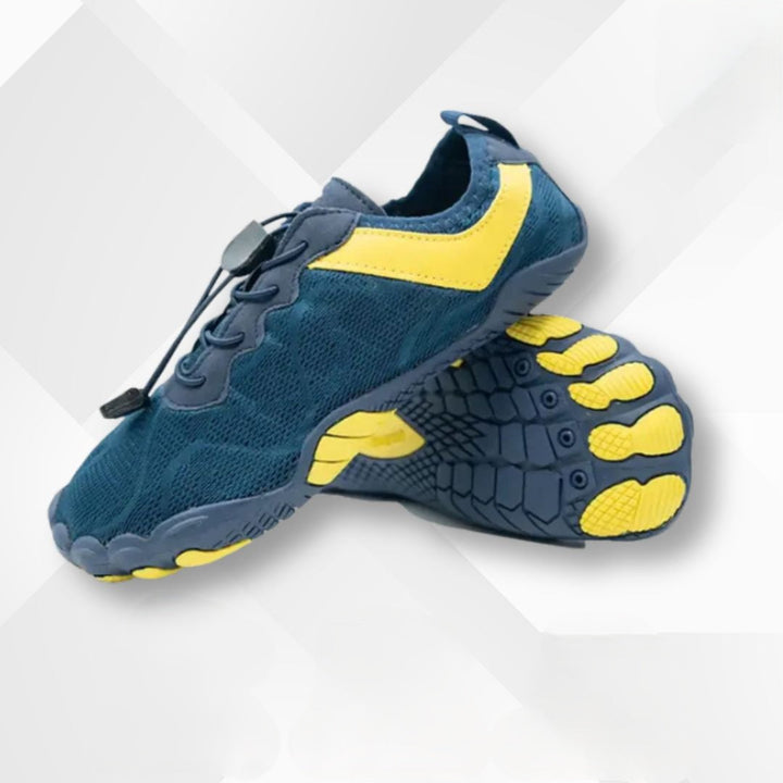Waterproof orthopedic barefoot shoes – Nayla-Dark blue-yellow-2.5-The Livary