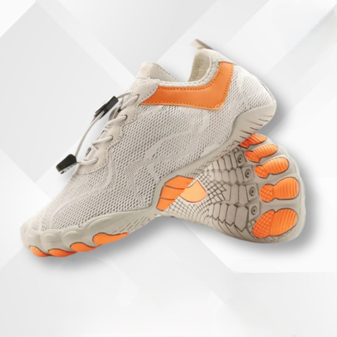Waterproof orthopedic barefoot shoes – Nayla-Light grey-orange-2.5-The Livary