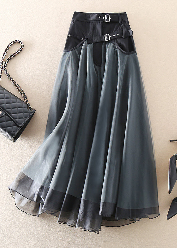Fashionable Tulle Patchwork Long Skirt - Allegra-Grey-S-The Livary