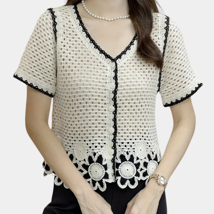Trendy Openwork Blouse for Women - Livia-The Livary