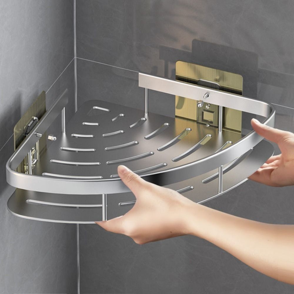 Aluminium Wall Shelf for Bathroom Corners - Cornerix-Silver-The Livary