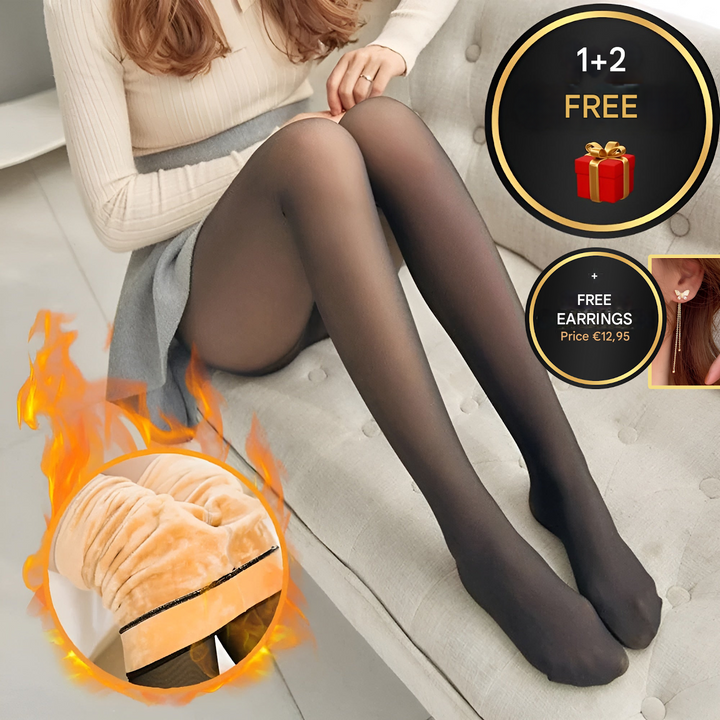 Comfortable Fleece Tights - Bella-Black-Plus Size (L to 2XL) (70 ~ 95 KG)-The Livary