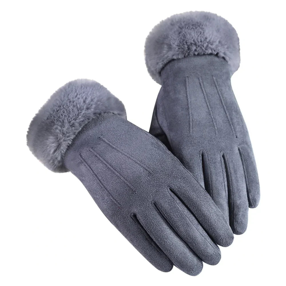 Trendy Suede Ladies Gloves - Mirella-Gray-The Livary
