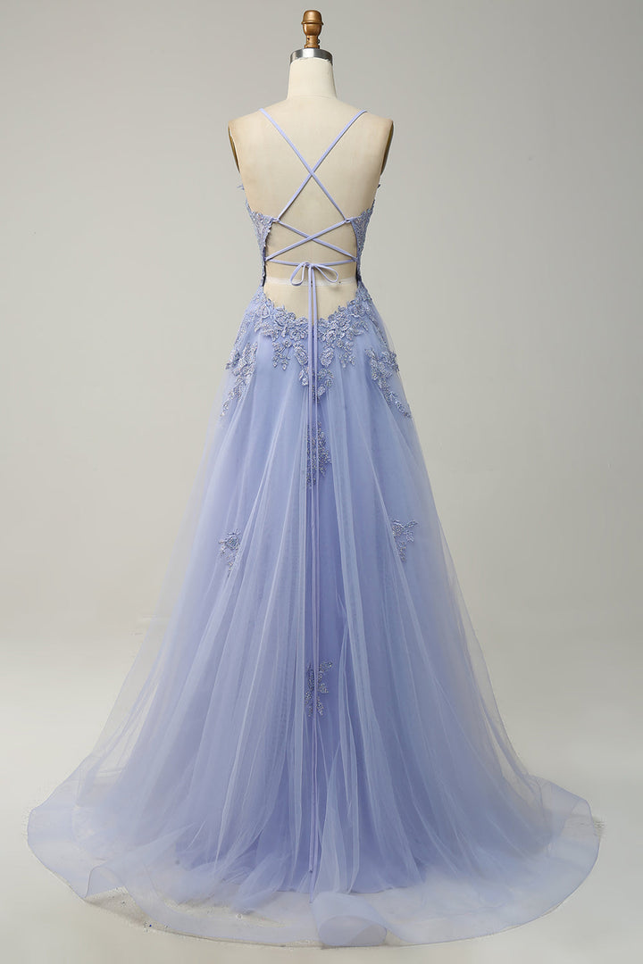 Stylish A-Line Evening Dress - Emilia-Grey-blue-EU32-The Livary