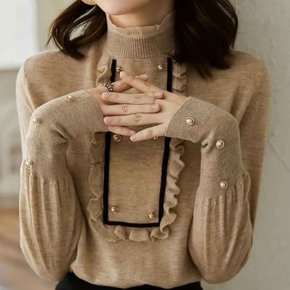 Versatile Khaki Ladies' Blouse - Nora-The Livary