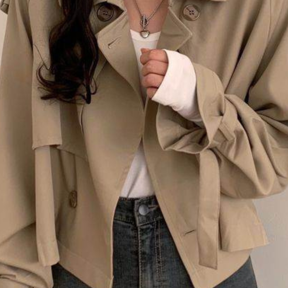 Short Ladies' Coat with a Modern Look - Sienna-Khaki-The Livary