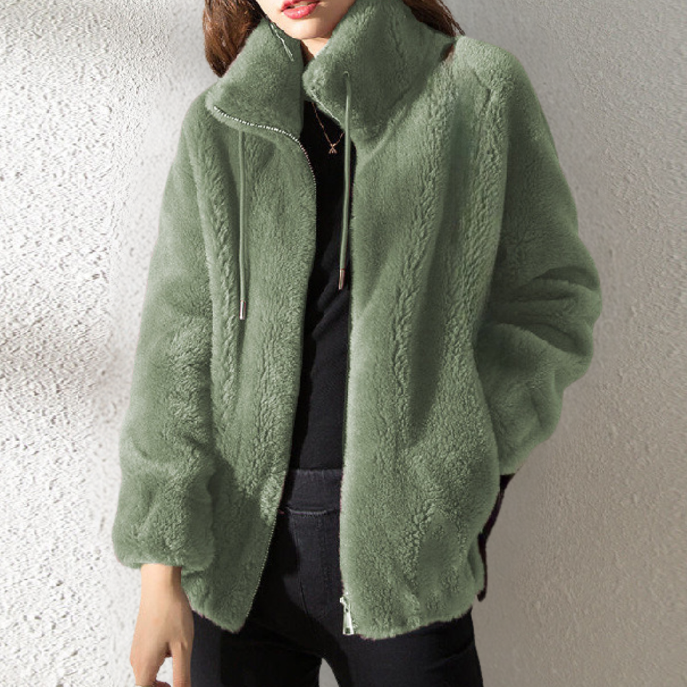 Warm Ladies' Jacket with Zip - Yara-Green-XS-The Livary