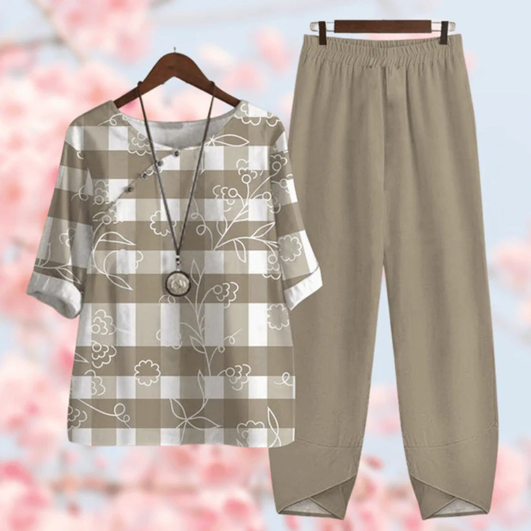 Comfortable Two-Piece Ladies Summer Set - Mira-Brown-S-The Livary
