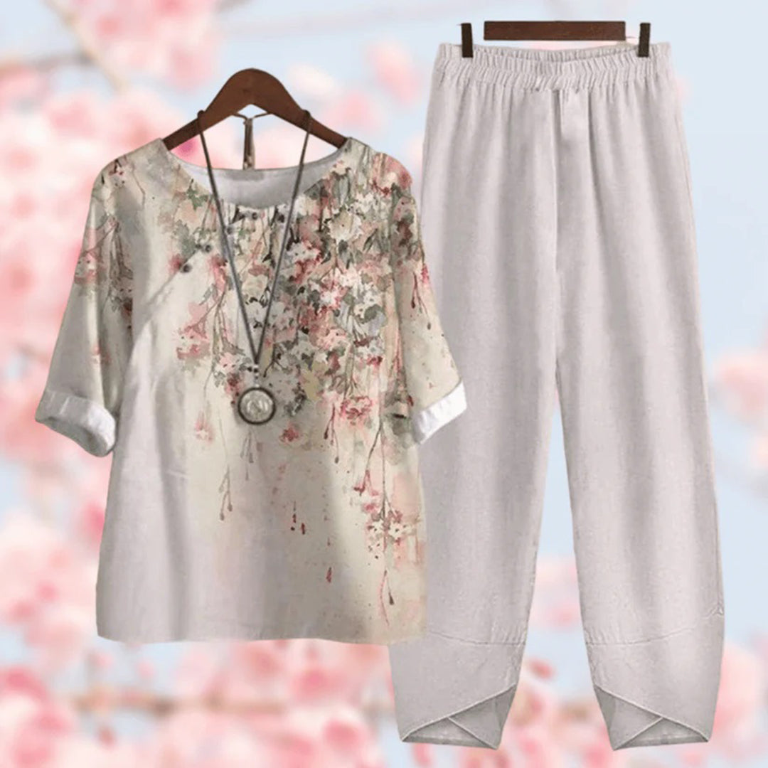 Comfortable Two-Piece Ladies Summer Set - Mira-Grey-S-The Livary