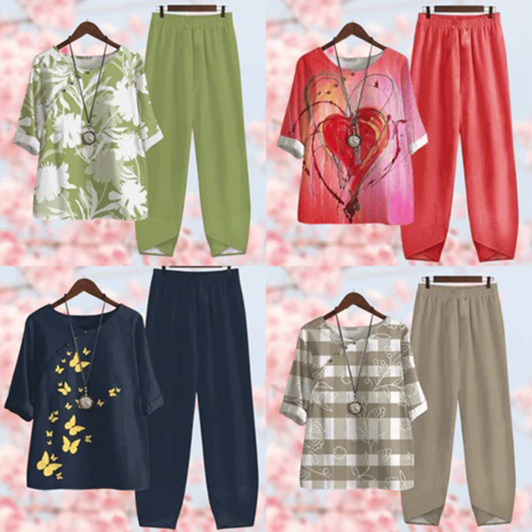 Comfortable Two-Piece Ladies Summer Set - Mira-Green-S-The Livary