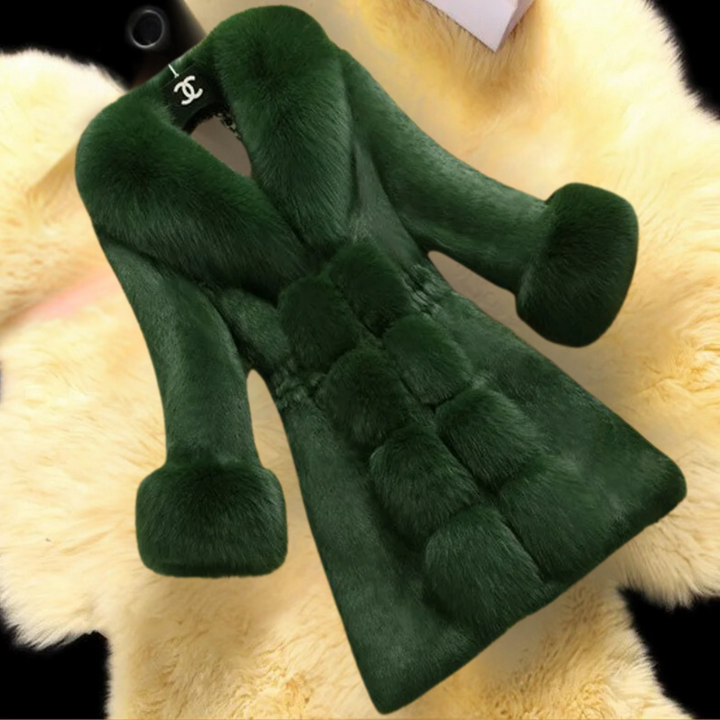 Sarabell - Trendy Coat with Faux Fur for Women-Green-XS-The Livary