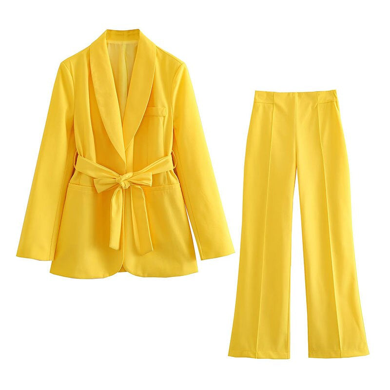 Stylish 2-Piece Women's Suit - Lena-Yellow-XS-The Livary