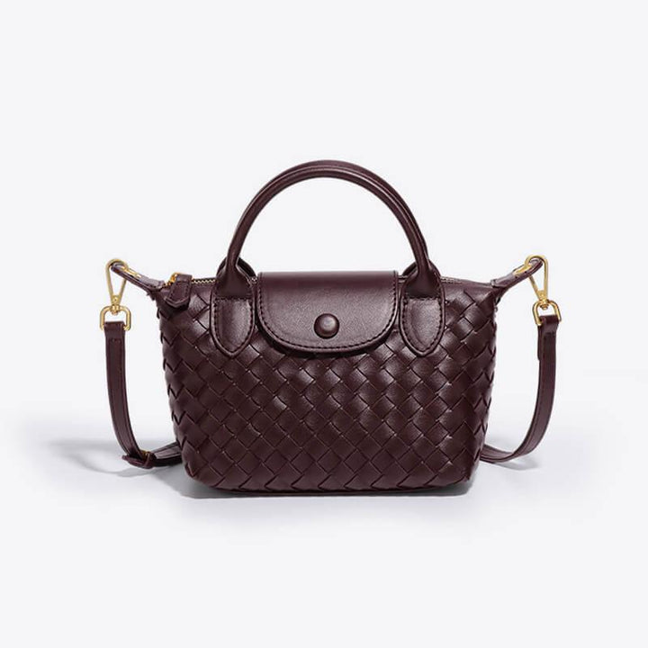 Braided Mini Bag - Elena-Bordeaux red-The Livary