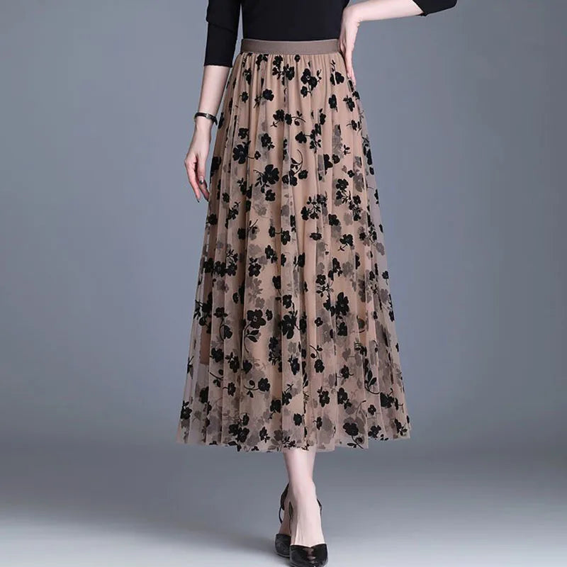 Trendy Mesh Midi Skirt - Fiona-Black-S-The Livary