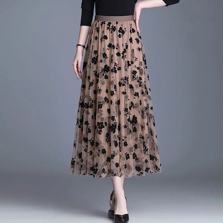 Trendy Mesh Midi Skirt - Fiona-Black-S-The Livary