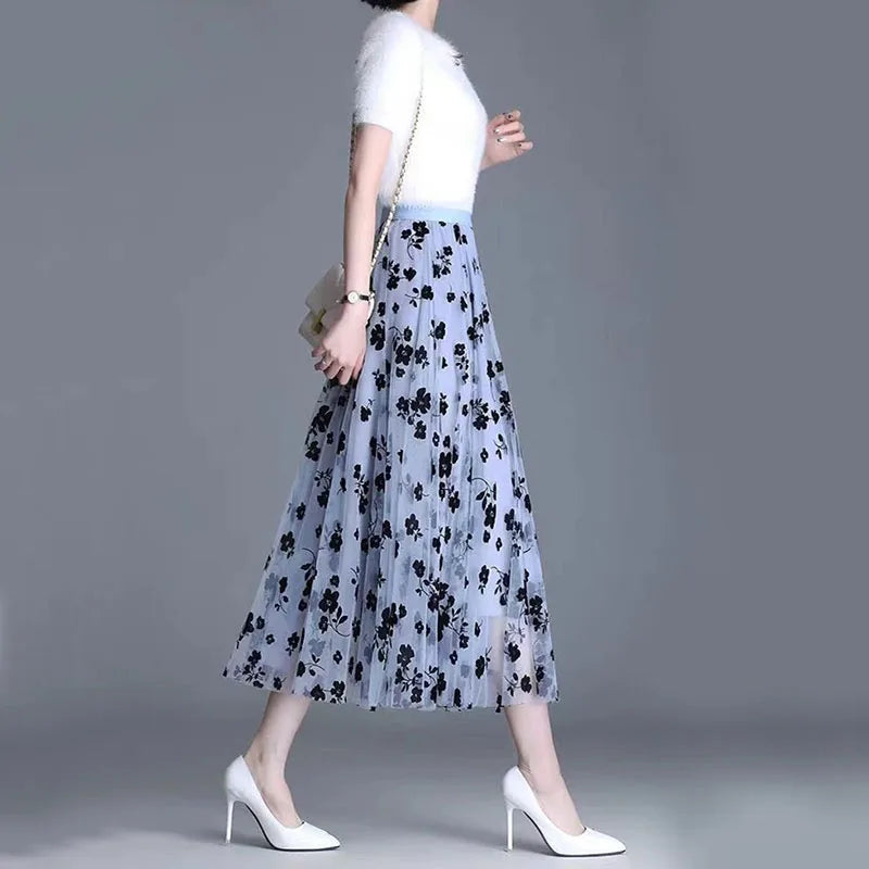 Trendy Mesh Midi Skirt - Fiona-Black-S-The Livary