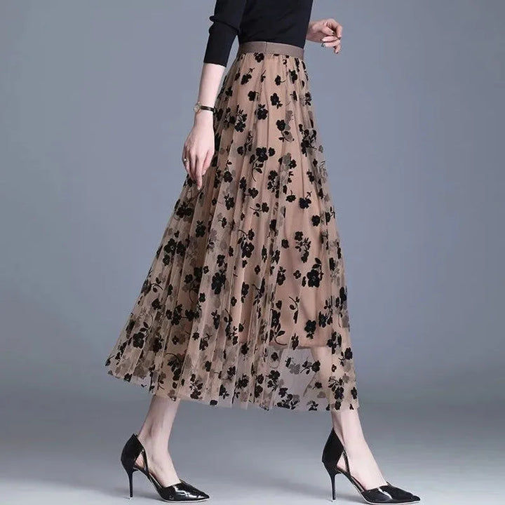 Trendy Mesh Midi Skirt - Fiona-Black-S-The Livary