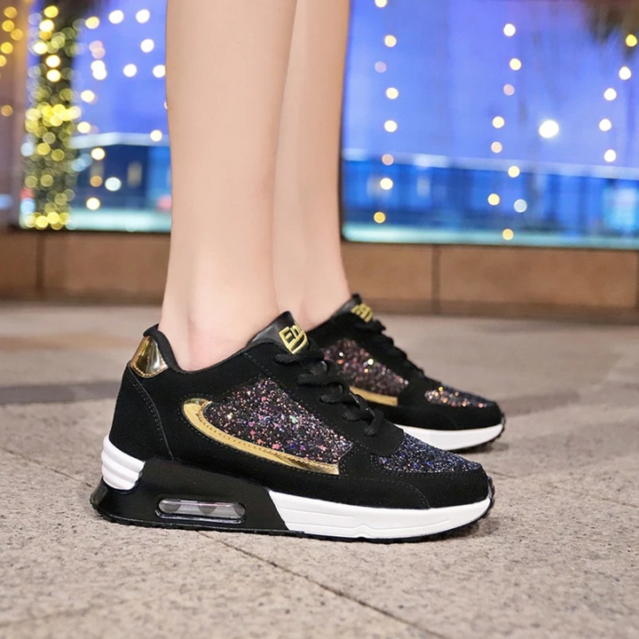 Glitter Women's Shoes for Breathable Comfort - SparkleFit-Black-purple-2.5-The Livary
